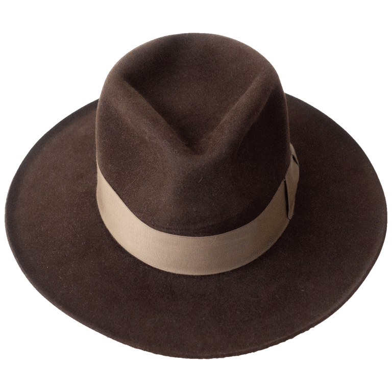 The Settler Wide-Brimmed Fedora with Center Dent Crown - Front View | Superior Hats