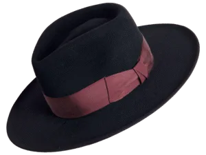 Vincent-Teardrop-Crown-Angle Vincent Premium Felt Hat with Extended Brim - Angle View | Superior Hats