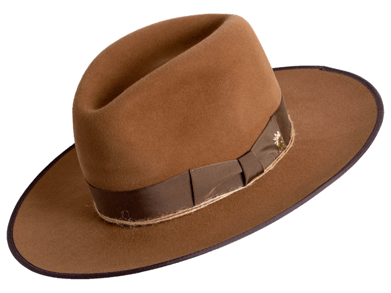 Dustline Premium Felt Hat with Embroidered Ribbon - Angle View | Superior Hats
