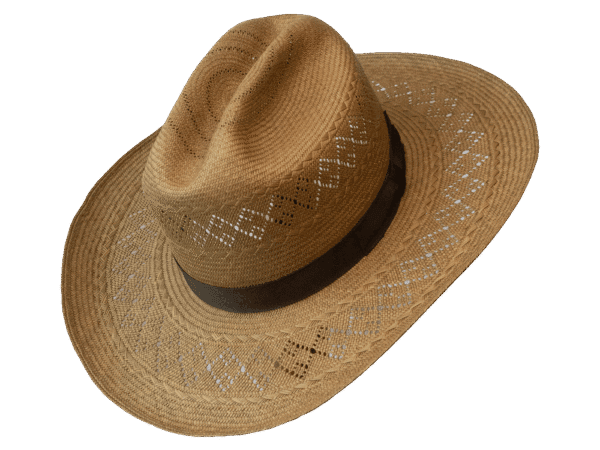 Cattleman-Panama-Hat-Western_Angle Panama Hat Cattleman in Havana Tone with Semi-open Weave - Angled View | Superior Hats