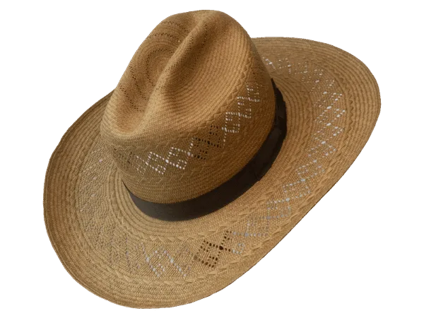 Cattleman-Panama-Hat-Western_Angle Panama Hat Cattleman in Havana Tone with Semi-open Weave - Angled View | Superior Hats