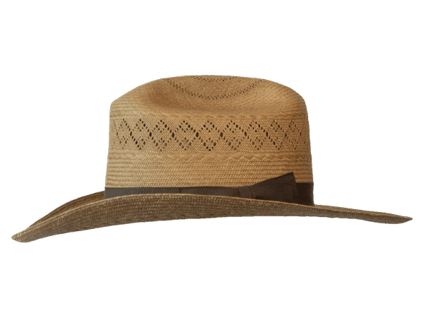 Cattleman-Panama-Hat-Western_Side Panama Hat Cattleman in Havana Tone with Wide Brim - Side View | Superior Hats