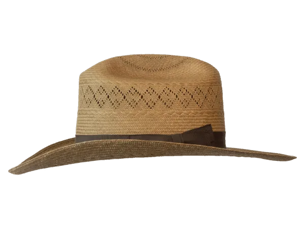 Cattleman-Panama-Hat-Western_Side Panama Hat Cattleman in Havana Tone with Wide Brim - Side View | Superior Hats