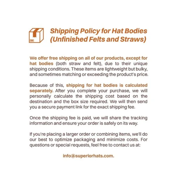 Shipping Policy for Hat Bodies